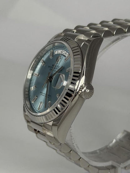 Rolex Day-Date 128236 36mm Platinum Blue Dial President Bracelet Automatic Watch