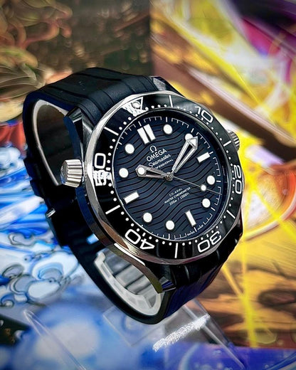 OMEGA Seamaster Diver 300M 43.5mm Black Ceramic Dial Rubber Strap Automatic Watch