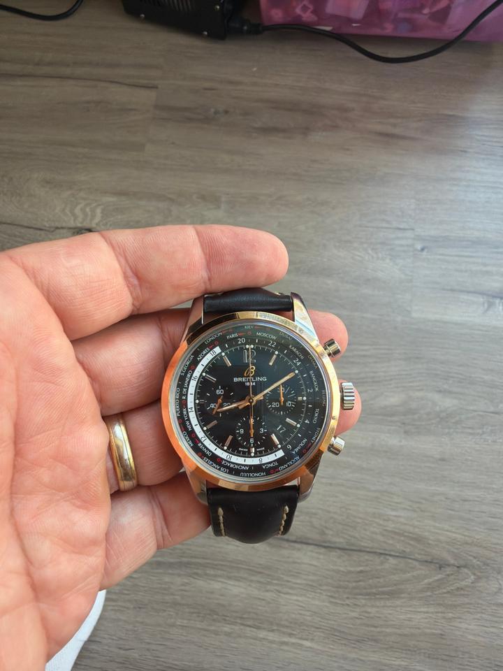 Breitling Transocean Chronograph Unitime UB0510 44mm Black Dial Automatic Watch