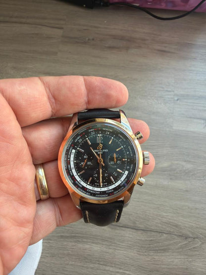 Breitling Transocean Chronograph Unitime UB0510 44mm Black Dial Automatic Watch