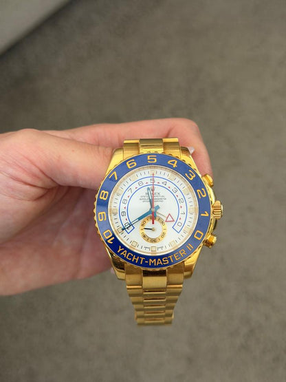 Rolex Yacht-Master II 116688 44mm 18K Yellow Gold White Dial Blue Cerachrom Bezel