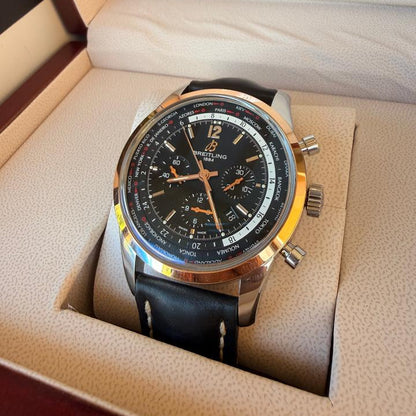 Breitling Transocean Chronograph Unitime UB0510 44mm Black Dial Automatic Watch
