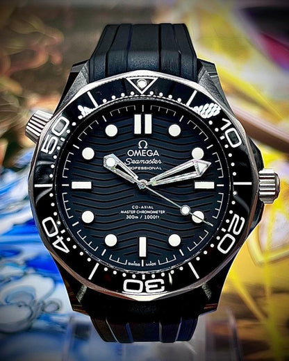 OMEGA Seamaster Diver 300M 43.5mm Black Ceramic Dial Rubber Strap Automatic Watch