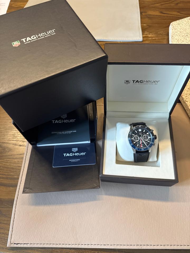 TAG Heuer Carrera Calibre Heuer 02 GMT CBG2A1Z.FT6157 45mm Blue Dial Automatic Chronograph Watch