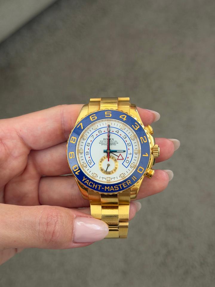 Rolex Yacht-Master II 116688 44mm 18K Yellow Gold White Dial Blue Cerachrom Bezel