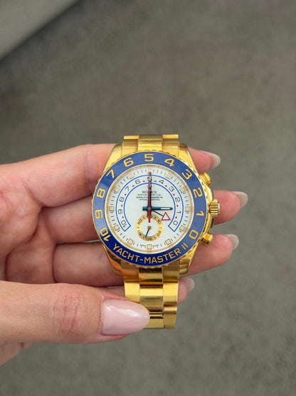 Rolex Yacht-Master II 116688 44mm 18K Yellow Gold White Dial Blue Cerachrom Bezel