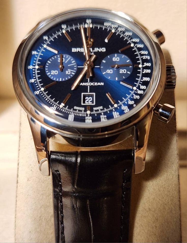 Breitling Transocean Chronograph 38 A4131012/C862 38mm Blue Dial Stainless Steel Automatic Watch