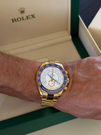 Rolex Yacht-Master II 116688 44mm 18K Yellow Gold White Dial Blue Cerachrom Bezel