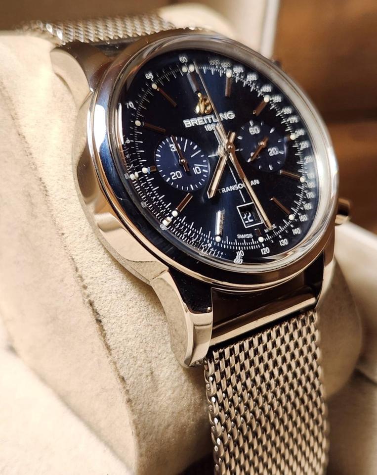 Breitling Transocean Chronograph 38 A4131012/C862 38mm Blue Dial Stainless Steel Automatic Watch