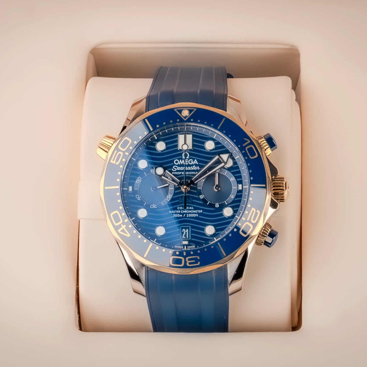 OMEGA Seamaster Diver 300M 44mm Two-Tone Blue Dial Automatic Chronograph Watch