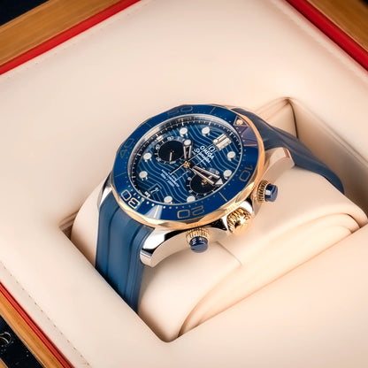 OMEGA Seamaster Diver 300M 44mm Two-Tone Blue Dial Automatic Chronograph Watch