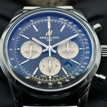 Breitling Transocean Chronograph AB0151 43mm Black Dial Stainless Steel Automatic Watch