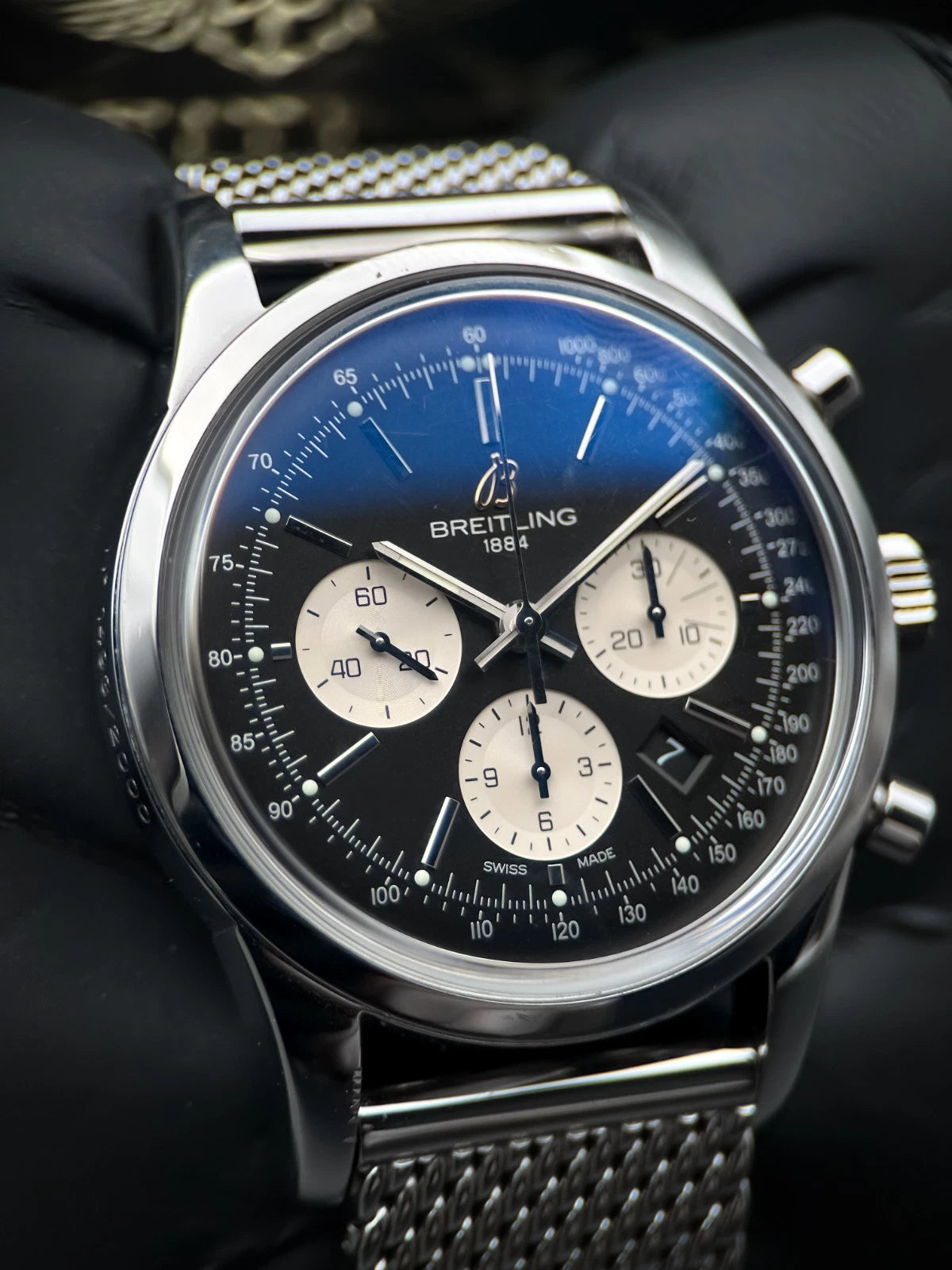 Breitling Transocean Chronograph AB0151 43mm Black Dial Stainless Steel Automatic Watch