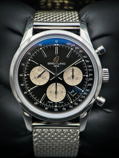 Breitling Transocean Chronograph AB0151 43mm Black Dial Stainless Steel Automatic Watch