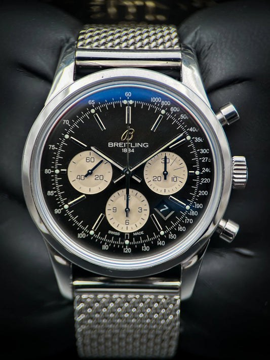 Breitling Transocean Chronograph AB0151 43mm Black Dial Stainless Steel Automatic Watch