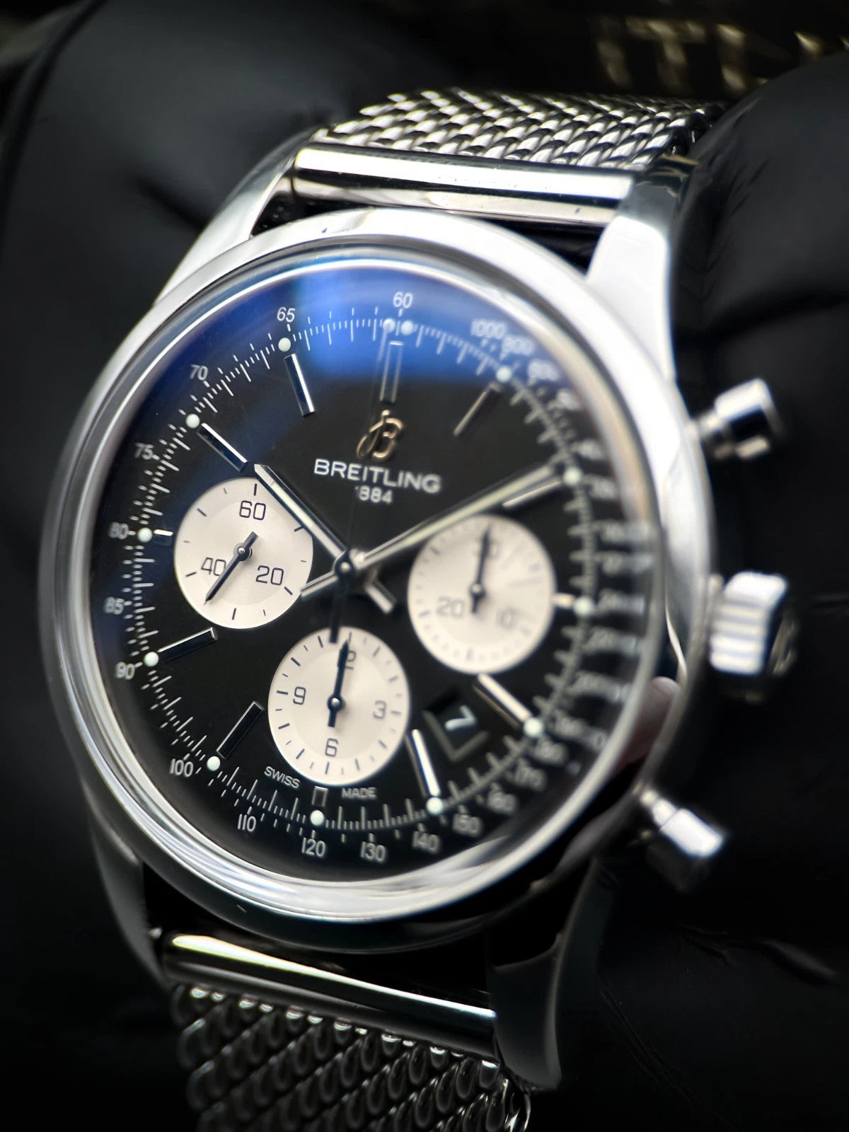 Breitling Transocean Chronograph AB0151 43mm Black Dial Stainless Steel Automatic Watch