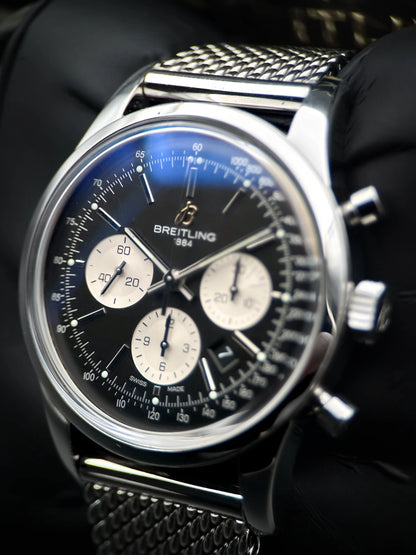 Breitling Transocean Chronograph AB0151 43mm Black Dial Stainless Steel Automatic Watch
