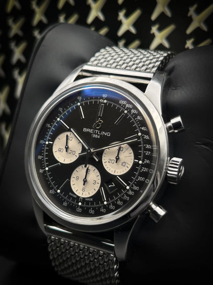 Breitling Transocean Chronograph AB0151 43mm Black Dial Stainless Steel Automatic Watch