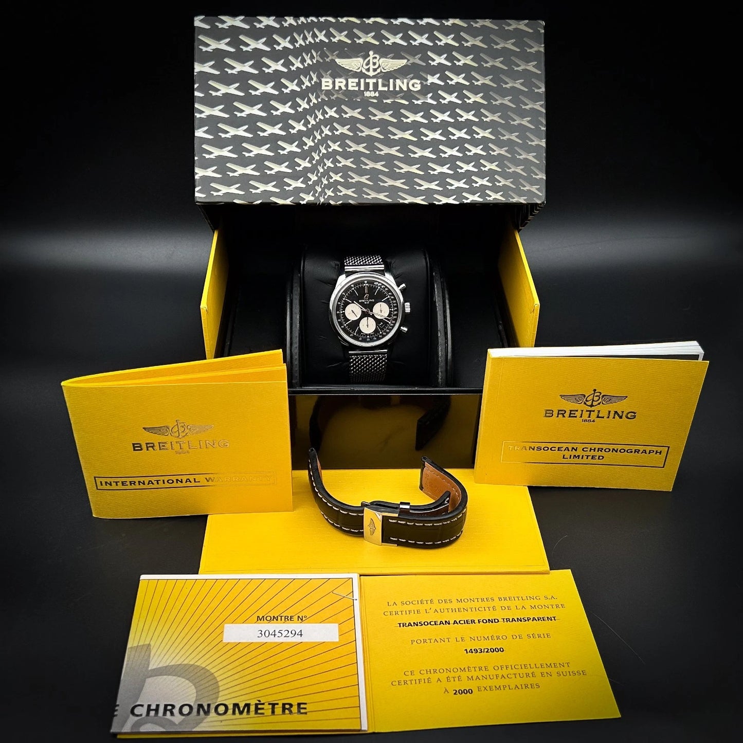 Breitling Transocean Chronograph AB0151 43mm Black Dial Stainless Steel Automatic Watch
