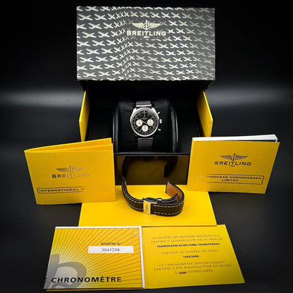 Breitling Transocean Chronograph AB0151 43mm Black Dial Stainless Steel Automatic Watch