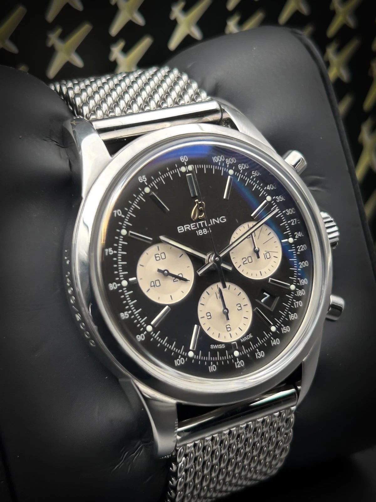 Breitling Transocean Chronograph AB0151 43mm Black Dial Stainless Steel Automatic Watch