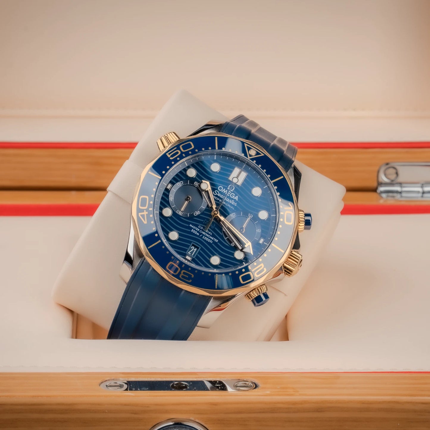 OMEGA Seamaster Diver 300M 44mm Two-Tone Blue Dial Automatic Chronograph Watch