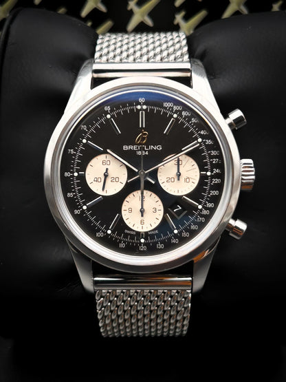 Breitling Transocean Chronograph AB0151 43mm Black Dial Stainless Steel Automatic Watch