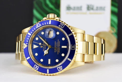 Rolex Submariner 16618 40mm Blue Dial 18K Yellow Gold Automatic Watch