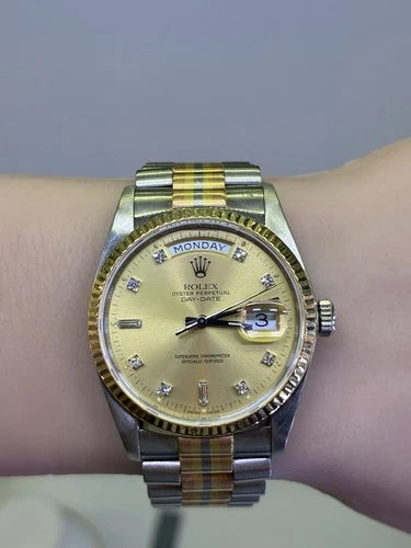 Rolex Day-Date 18239B 36mm 18K Tridor Champagne Diamond Dial President Bracelet