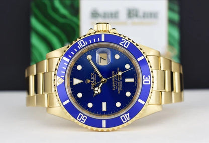 Rolex Submariner 16618 40mm Blue Dial 18K Yellow Gold Automatic Watch