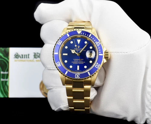 Rolex Submariner 16618 40mm Blue Dial 18K Yellow Gold Automatic Watch
