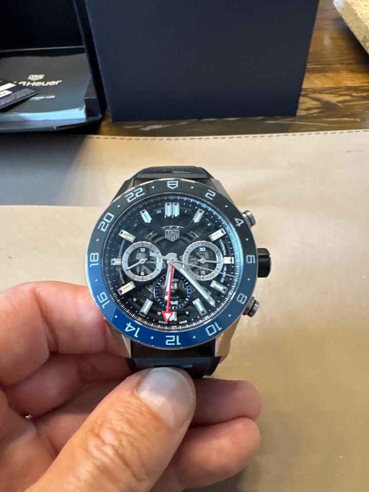 TAG Heuer Carrera Calibre Heuer 02 GMT CBG2A1Z.FT6157 45mm Blue Dial Automatic Chronograph Watch