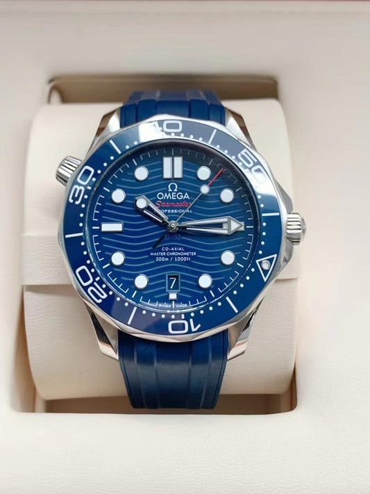 OMEGA Seamaster Diver 300M 210.32.42.20.03.001 42mm Blue Dial Rubber Strap Automatic Watch