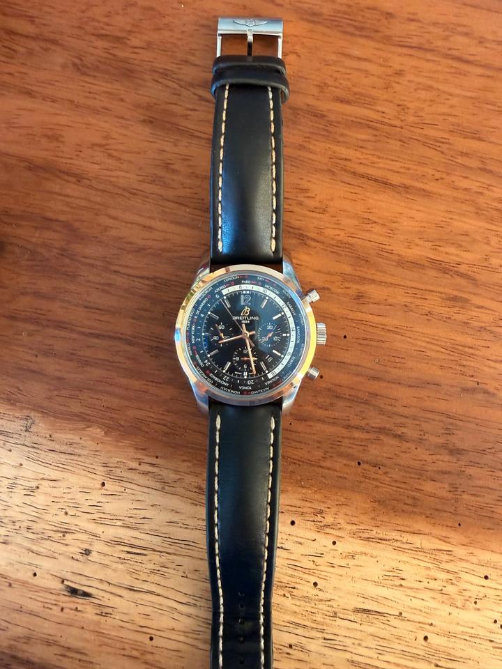 Breitling Transocean Chronograph Unitime UB0510 44mm Black Dial Automatic Watch