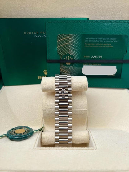 Rolex Day-Date 40 228239 40mm White Gold Olive Green Dial President Bracelet Automatic Watch