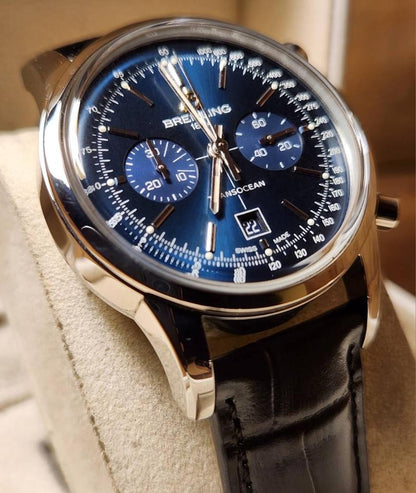 Breitling Transocean Chronograph 38 A4131012/C862 38mm Blue Dial Stainless Steel Automatic Watch